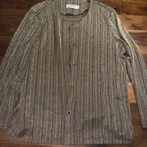 VTG MADE IN USA Alfred Dunner Black Gold Button-Up Jacket Shirt Women's size 18